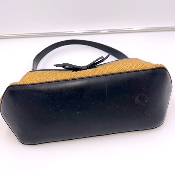 Cole Haan East-West Natural Tan Straw Satchel with Black Leather Bow and Trim - Picture 8 of 9